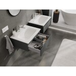 MEXEN/S - Orio koupelnová skříňka 60 cm s umyvadlem Vela, 1 šuplík, grafit mat/bílá mat 91A10-06023-1-BF66-W23M01
