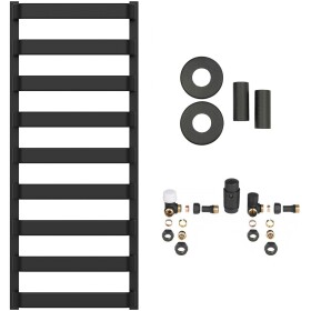 CERANO - Koupelnový radiátorový set Adriano - ústřední vytápění - boční připojení - 520W - černá matná - 1200x500 mm CER-583520