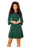 Pohodlné dámské plisované šaty v lahvově zelené barvě model 7393795 L - numoco