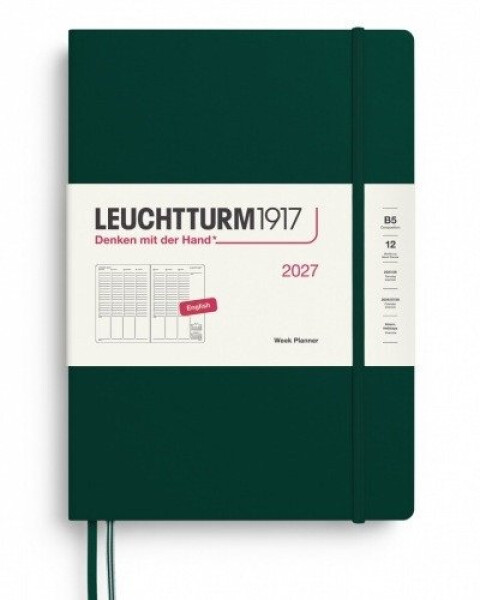 Týdenní plánovač Forest Green, Composition B5 2027, anglicky