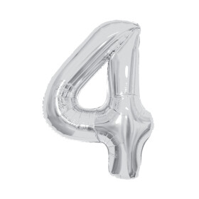 Balónek fóliový 85 cm stříbrný číslo 4 - Albi