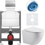 CERANO - Kompletní WC set Basic/Cesso - bílá lesklá - WC tlačítko Dualo/Stříbrná - ovládání shora - předstěnová instalace - 49x36 CER-8050BD85980