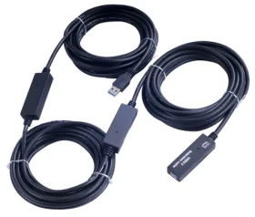 PremiumCord USB 3.0 AM-AF černá / Prodlužovací kabel s repeaterem / 20 m / 5 Gbps (ku3rep20)