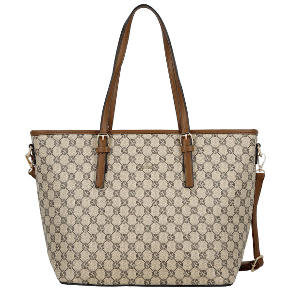 Trendy dámská koženková kabelka na rameno Elina, hnědá