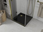 MEXEN/S - Lima sprchový kout zalamovací dveře 80 x 80, transparent, zlatý + Flat černá vanička se sifonem 856-080-080-50-00-4070G