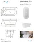 BESCO - Volně stojící vana DEEVA bílá - Barva - Bílá, Barva sifonu - Zlatá, Rozměr vany - 150 × 75 VANDEEVA150Z