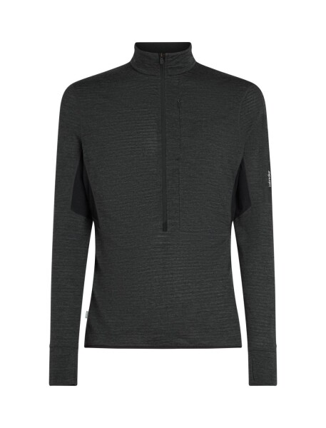 Pánská merino mikina ICEBREAKER Mens 200 Realfleece Descender LS Half Zip, Jet Heather/Black/Cb velikost: L