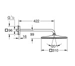 GROHE - Rainshower Hlavová sprcha 310 Mono Cube 9,5 l/min, 1 proud, sprchové rameno 42 cm, kartáčovaný Hard Graphite 26564AL0