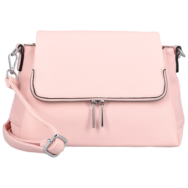 Stylová dámská koženková crossbody kabelka Kornelia, světle růžová