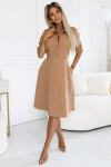 286-8 SANDY Košilové halenkové šaty s páskem - MOCHA MOUSSE S
