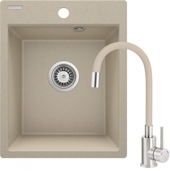 DEANTE - Dřez Corio z granitu pískového, s baterií, 1-dřez ZRCP7103