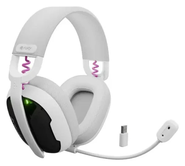 Fury Fukiya F6 bílá / Herní sluchátka s mikrofonem / Bluetooth 5.4 / RGB podsvícení / USB-C (NFU-2337)