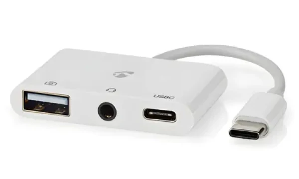 Nedis USB-C multiport adaptér / Redukce / USB-A + USB-C + 3,5mm jack / USB 2.0 / 480 Mbps (CCGB64790WT01)