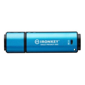 Kingston IronKey Vault Privacy 50C 8GB modrá / Flash Disk / USB 3.0 C / čtení: až 250MBs / zápis 180MBs / 256bit AES (IKVP50C/8GB)