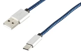 SCONN USB-A - USB-C modrá / Nylonový nabíjecí kabel / 0,9 m (14-50021)
