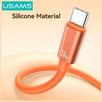 USAMS U97 oranžová / Kabel USB-C (M) - USB-C (M) / 30 cm / 60W / poutko na ruku (SJ784USB02)