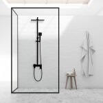 Erga Cube, sprchová souprava s pákovou baterií, vanovou výlevkou a dešťovou hlavicí 30x30cm, černá matná, ERG-YKA-BP.CUBE-30-BLK