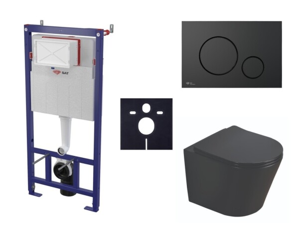 Cenově zvýhodněný závěsný WC set SAT do lehkých stěn / předstěnová montáž + WC SAT Infinitio SIKOSSINB68K SIKOSSINB68K