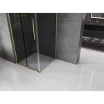 MEXEN/S - Velar L sprchový kout, posuvné dveře 90 x 90, grafit, zlato kartáčovaná 871-090-090-43-55