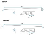 REA - Spádová lišta pravá, 140cm zlatá kartáčovaná REA-K3226