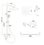 Erga Cube, sprchová souprava s pákovou baterií, vanovou výlevkou a dešťovou hlavicí 30x30cm, černá matná, ERG-YKA-BP.CUBE-30-BLK