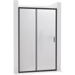 CERANO Sprchové posuvné dveře Varone LINE L/P - 6 mm - černá matná, mléčné sklo - 150x195 cm