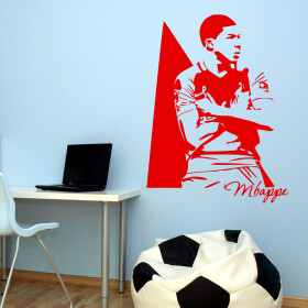 Samolepka Kylian Mbappé Barva: červená, Velikost: 60 x 45 cm