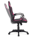 Herní křeslo, potah kombinace černé a růžové ekokůže, houpací mechanismus