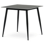 Stůl jídelní 80x80 cm, keramická deska šedý mramor, černé kovové nohy