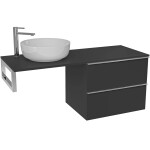 CERANO - Koupelnová skříňka Velora - černá matná, úchytka chrom + deska pod umyvadlo Navira Slim - 18 mm + konzole chrom - 120x54,8x46,5 CER-668021