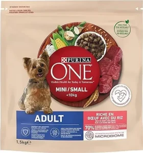 Purina One Mini/Small Dog Adult Hovězí Rýže 1.5 kg / Krmivo pro dospělé psy středních plemen (7613034146656)