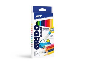 MFP MFP, 6300587, Grido Erasable, gumovací, trojhranné pastelky s ořezávátkem, 12 ks