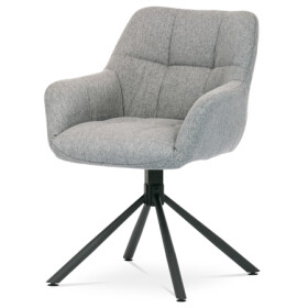 Židle jídelní, šedá látka, otočný mechanismus 90°/90° (L/P), černý kov