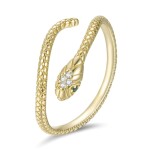 Stříbrný prsten Graceful Snake Gold, stříbro 925/1000, had, nastavitelná Zlatá