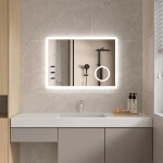 Erga Luna, LED zrcadlo 70x50cm s kosmetickým zrcadlem 3x zvětšení, 1840 lm, 6500K, přední/zadní osvětlení, ERG-V01-124-7050-00
