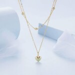 Dvojitý stříbrný náhrdelník Isabelle Gold - stříbro 925/1000, srdce, Zlatá 50 cm