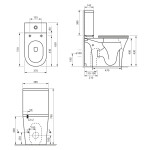 AQUALINE - VITO WC kombi, Rimless, spodní/zadní odpad, bílá PB105WR