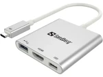 Sandberg Mini USB-C HUB / HDMI+USB / stříbrný (136-00)