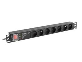 Lanberg SPD-3MP černá / PDU do racku / 19" / 1U / 7x zásuvka typu E (FR) / 16 A / 2 m (PDU-PRO-07E-0200-BK)
