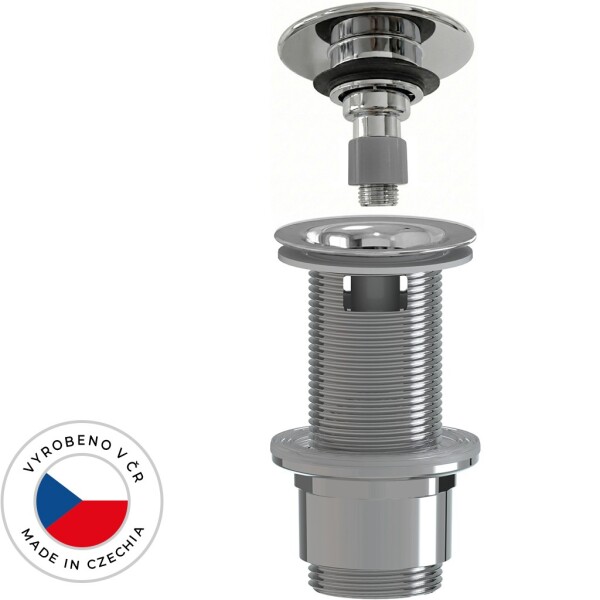 CERANO Umyvadlová výpusť - 5/4“ click-clack s přepadem - neuzavíratelná - plast - 67/82mm - chrom