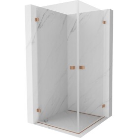 MEXEN/S - Lunar-B Duo sprchový kout dveře křídlové 95 x 95, transparent, měď kartáčovaná 832-095L-095P-65-00