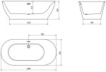 MEXEN/S - Roxy volně stojící vana 180 x 85, bílá/černá, sifon a přepad bílá 51201808575-20