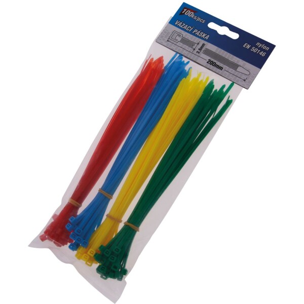 LEVIOR 23884 Pásek stahovací, 200 x 3,6mm, nylon, různé barvy, balení 100ks