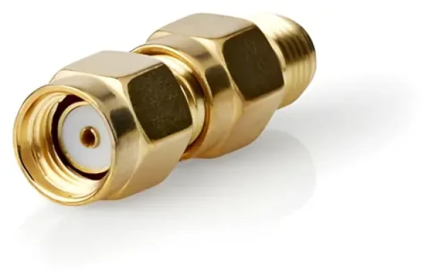 Nedis Adaptér RP-SMA(M) - SMA(F) zlatá / Adaptér / Pozlacené kontakty / 50 Ohm / 2 ks (CSGB02111GD)