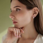 Stříbrné náušnice s perlou a zirkony Nicol - stříbro 925/1000, Stříbrná Bílá