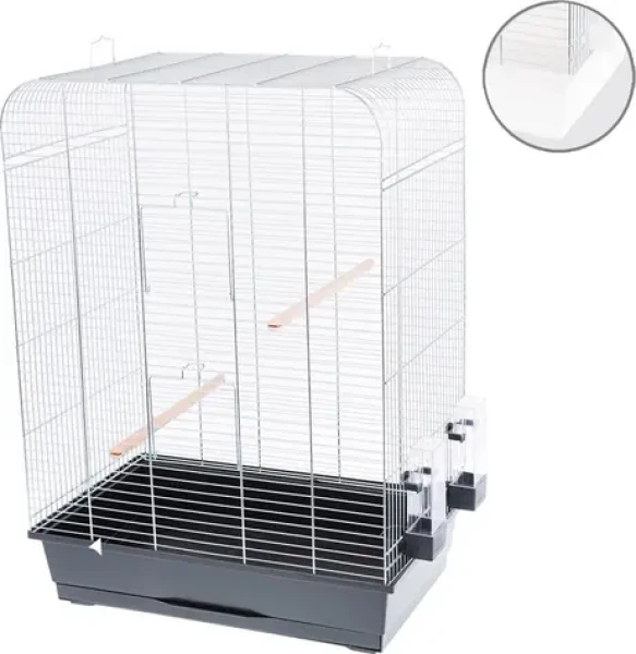 Klec Nina III pozinkovaná / Klec pro střední a velké papoušky / 54x34x74 cm / rozteč drátů 1,3 cm (9987)