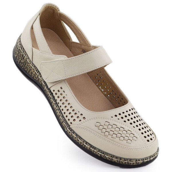 Dámská prolamovaná obuv na suchý zip béžová Unisoft 7026 37