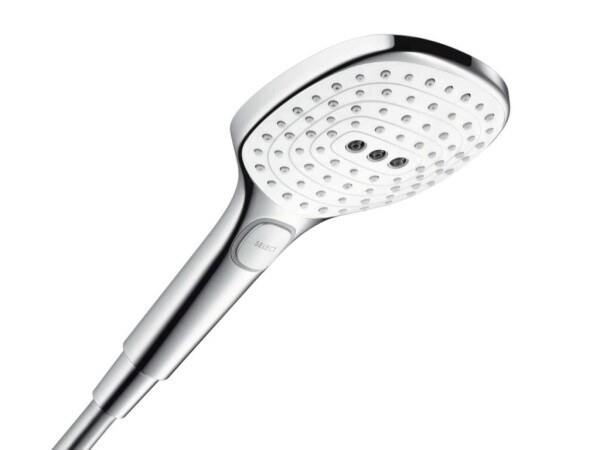 HANSGROHE - Raindance Select E Sprchová hlavice 120, 3 proudy, EcoSmart 9 l/min, bílá/chrom 26521400