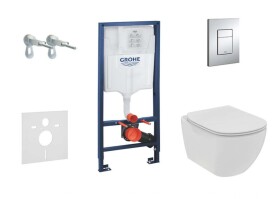 GROHE - Rapid SL Set předstěnové instalace, klozetu a sedátka Tesi, softclose, rimless, tlačítka Skate Cosmopolitan, chrom 38528SET-KE