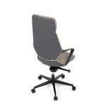 Kancelářské křeslo, šedá ekokůže, houpací mechanismus s aretací ve 4 polohách, kovový kříž, kolečka pro tvrdé povrchy